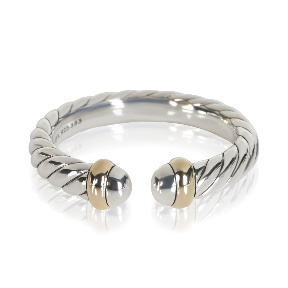 David Yurman Yellow Gold & Sterling Silver Petite Cable Open Ring